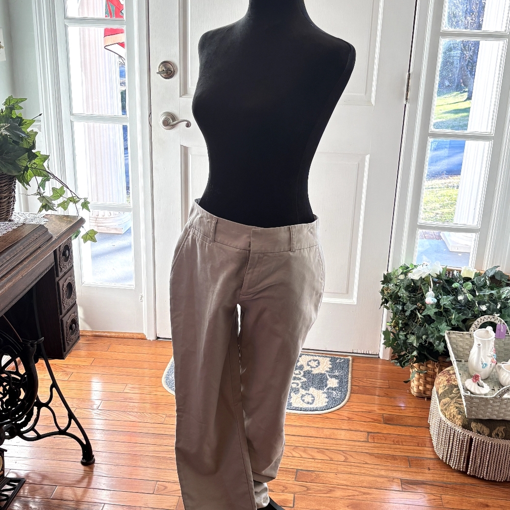 Banana Republic Khaki Beige Straight-Leg Trousers